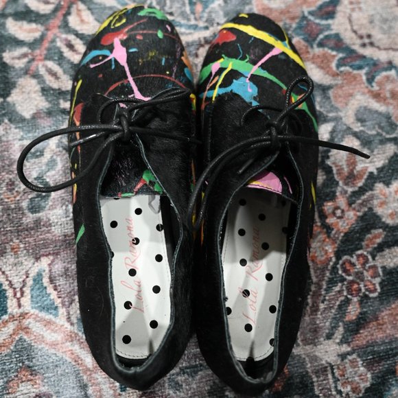Lola Ramona Size 39 Cowhide Painted Retro Lace Up Shoes | Size 39 / US9 - Picture 10 of 12